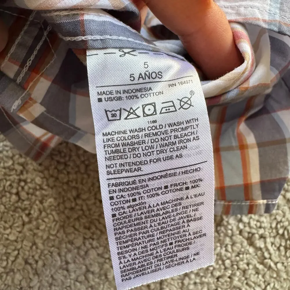 NWT Janie and Jack Toddler Boy SS Poplin Plaid Blue Top Sz 5